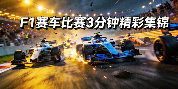 F1赛车比赛3分钟精彩集锦 - 包含超车、撞车和冲线瞬间
